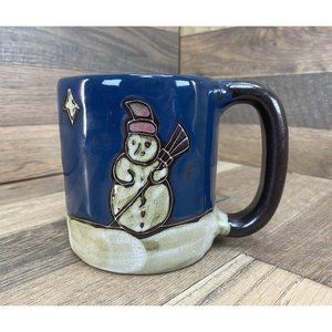Mara Stoneware Snowman Christmas Mexico Coffee Mug Cup Winter Blue